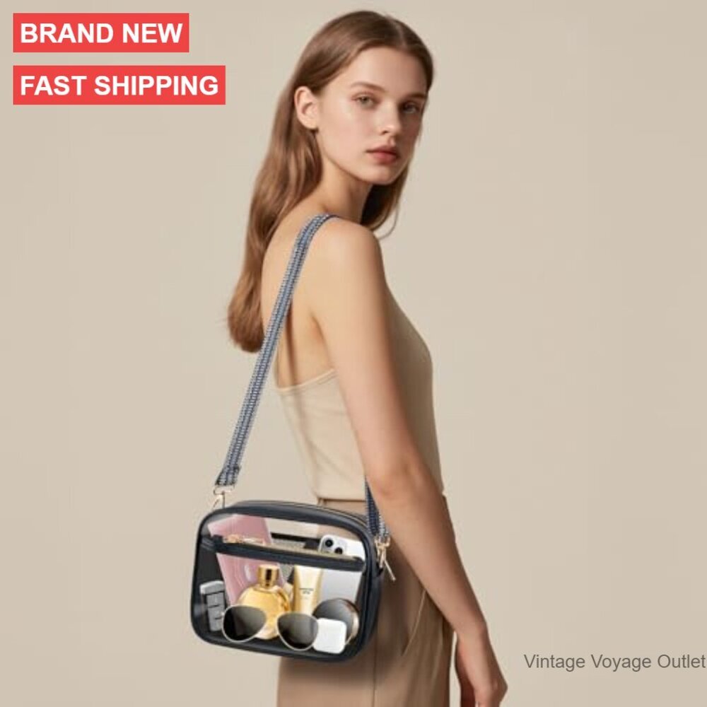 Clear Stadium Crossbody Bag for Concerts Sports Events Adjustable Strap - Picture 2 of 7